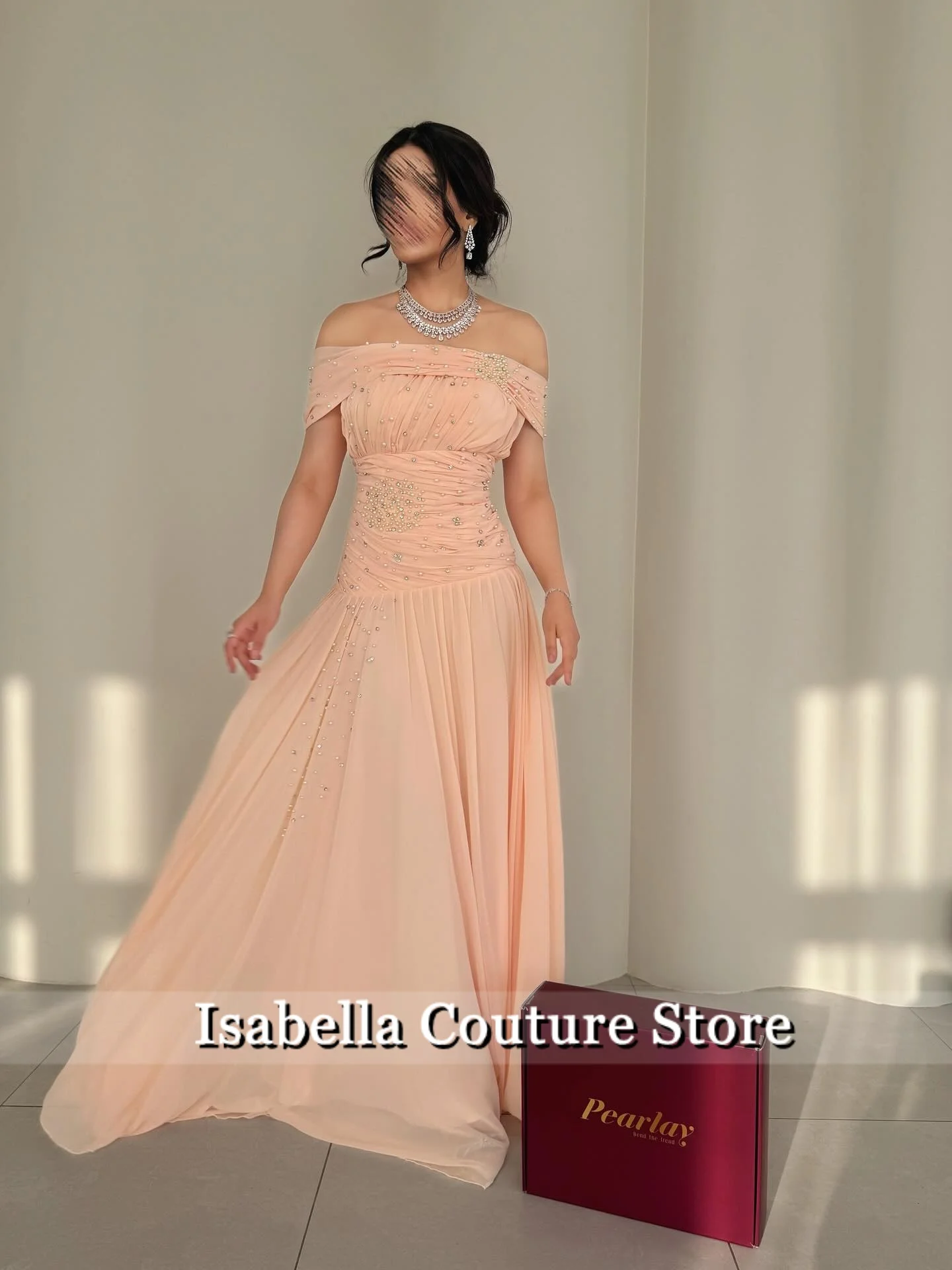 Robe de soirée élégante, épaules dénudées, perles, longueur au sol, dubaï, Simple, longue, personnalisée, nouveau Design, 2025