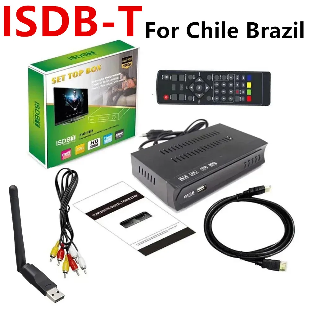 Decodificador de tv digital chile ISDB-T HD Terrestre Set Top Box ISDBT TV Receptor Sintonizador com HDMI e RCA Suporte Smart TVs Televisores antigos