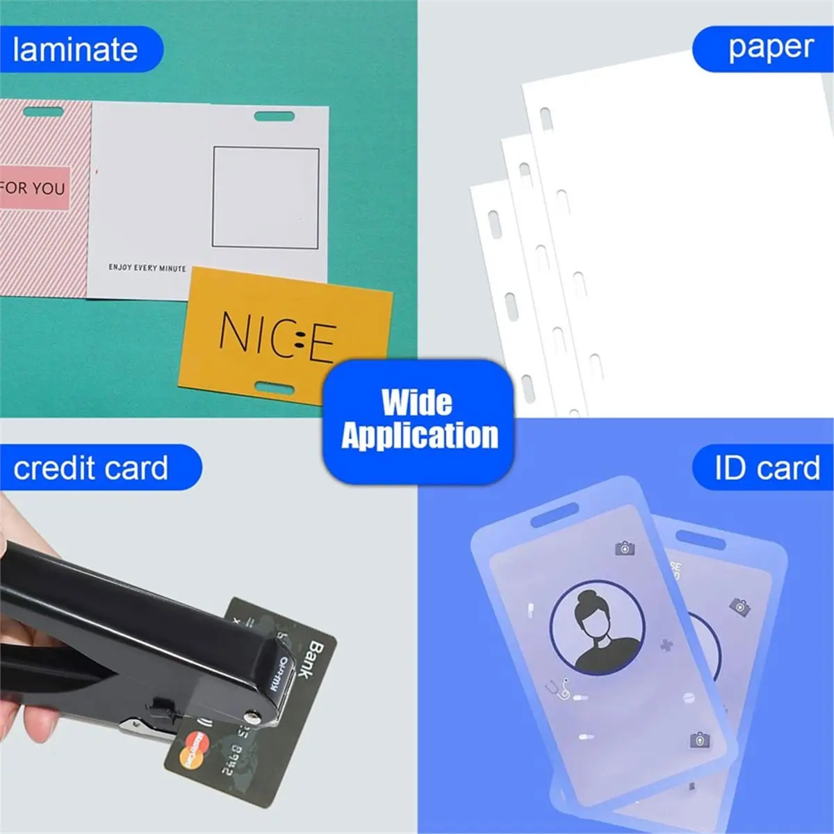 A24I  All-Metal Hole Punch, 15x4mm Oval Hole, Manual Supplies, ID Cards, Sticky Notes