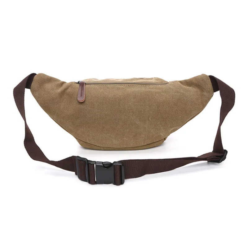 Mode Casual Canvas Tailleset Borsttas Heren En Dames Effen Kleur Rits Veelzijdige Één Schouder Crossbody Rugzak Outdoor