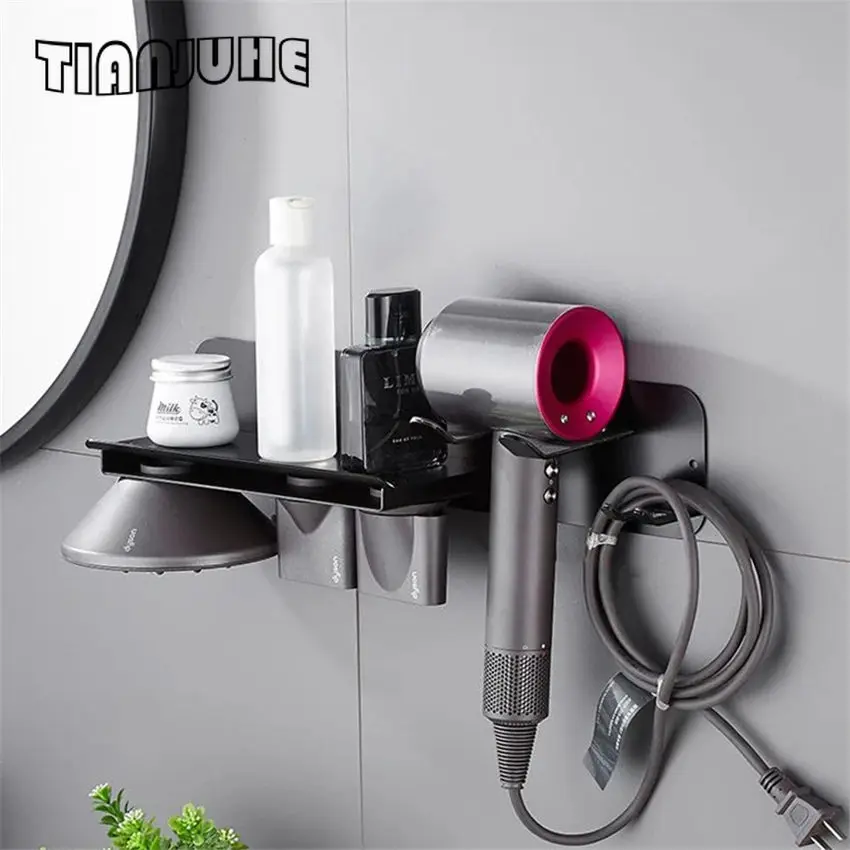 

Hair Dryer Holder Wall Mounted with Shelf - Hair Dryer Holder Rack Organizer Compatible for Dyson Supersonic Hair Dryer