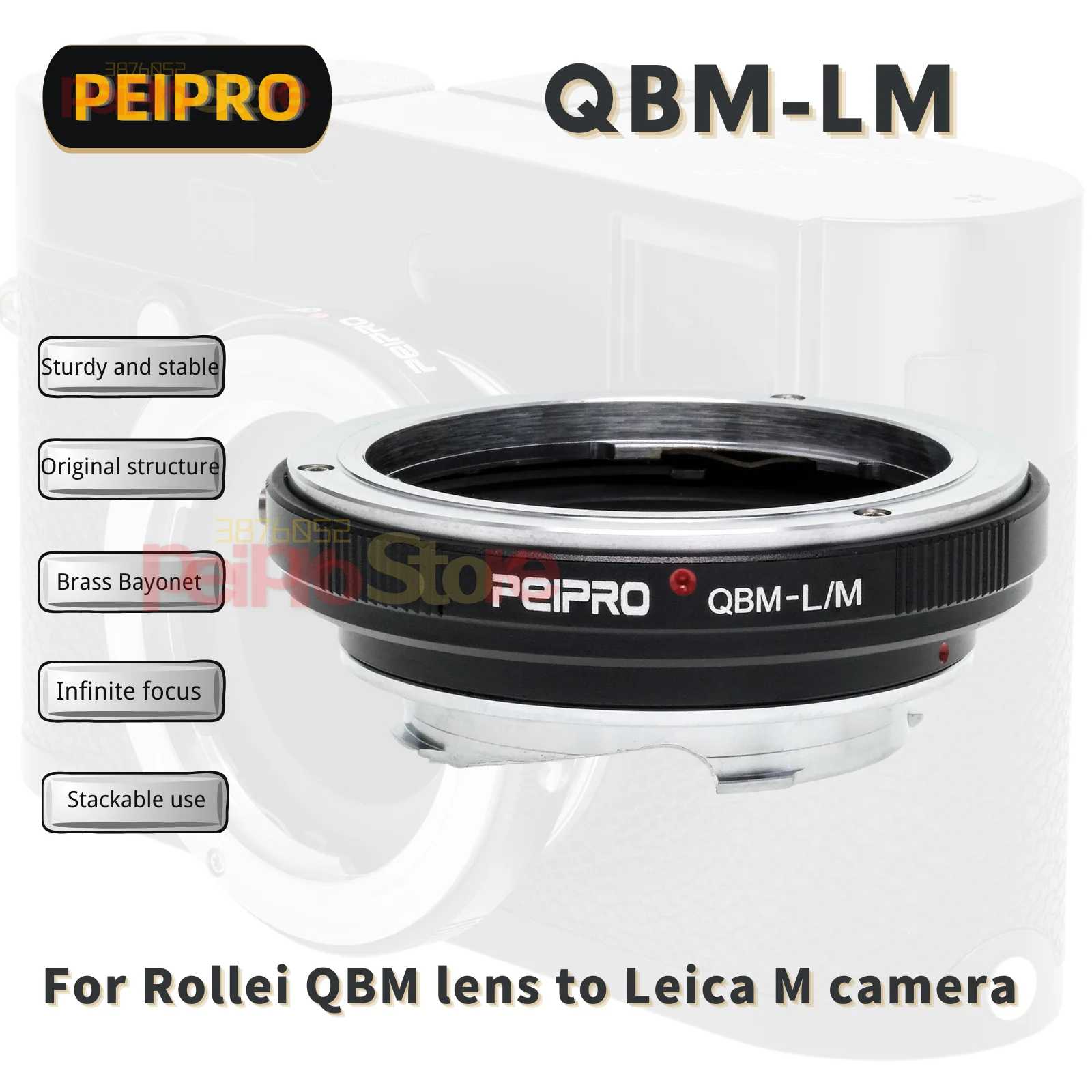 PEIPRO QBM-M Lens Adapter Converter for Rollei QBM lens to Leica M camera