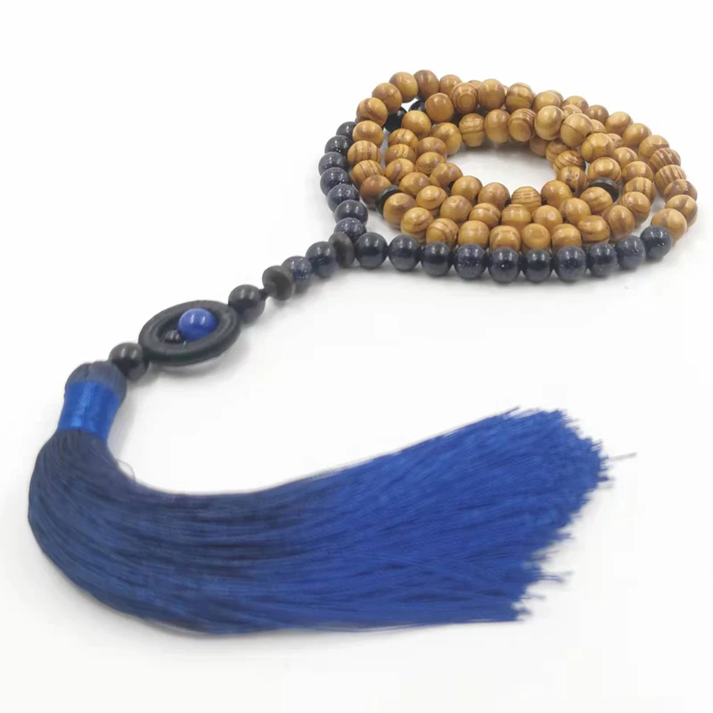 Natural beech with blue sand gold Tasbih men muslim Misbaha 99/100 Prayer Beads islamic ramadan eid gift