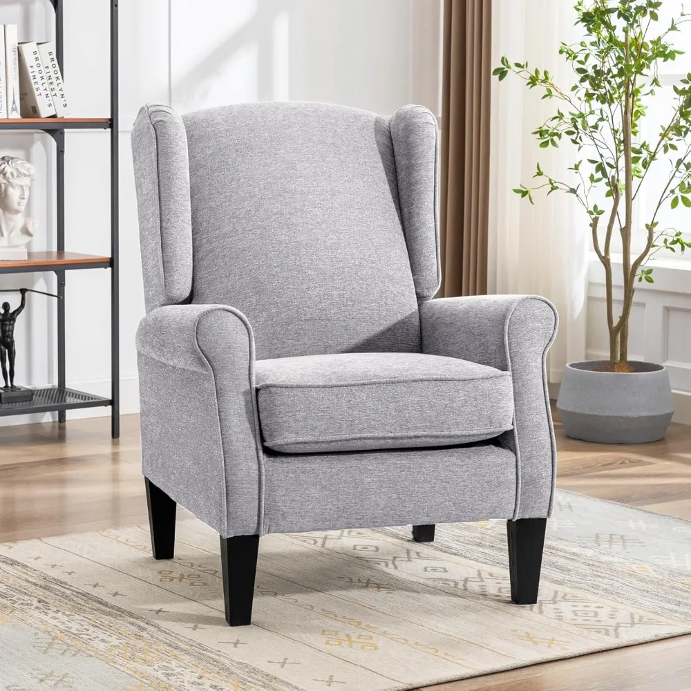 Modern Accent Chair, Chenille Fabric Armchair with High Resilience Sponge & Sturdy Legs, Comfy Single Sofa Chair for Bedroom