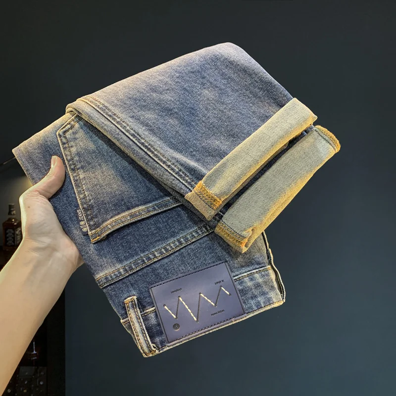 루즈핏 플러스 사이즈 남성 청바지, 레트로 워싱 스트레이트 레그 디자인, 2025 가을 신상 남성 패션 트렌드 바지