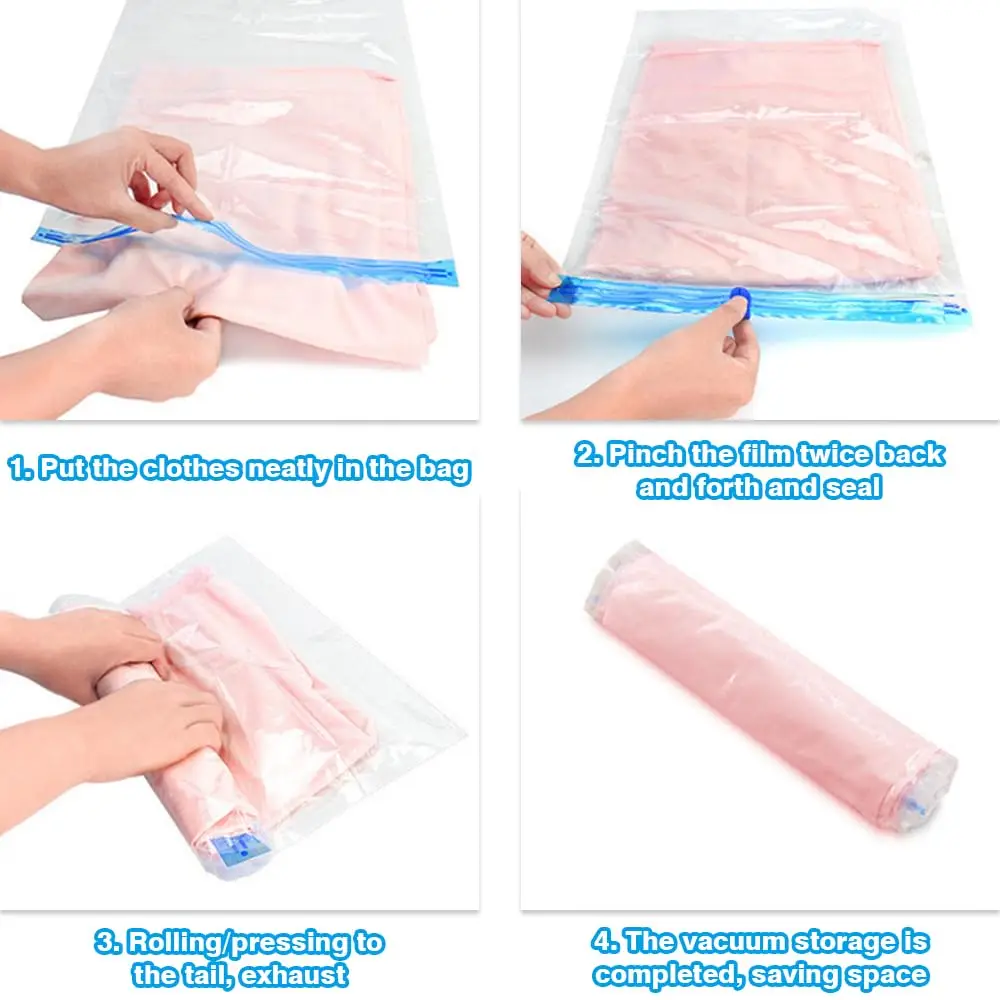 12 Roll Up Space Saver Travel Storage Bags Travel Accessories Compression Bag for Packing & Clothes, No Pump or Vacuum Needed