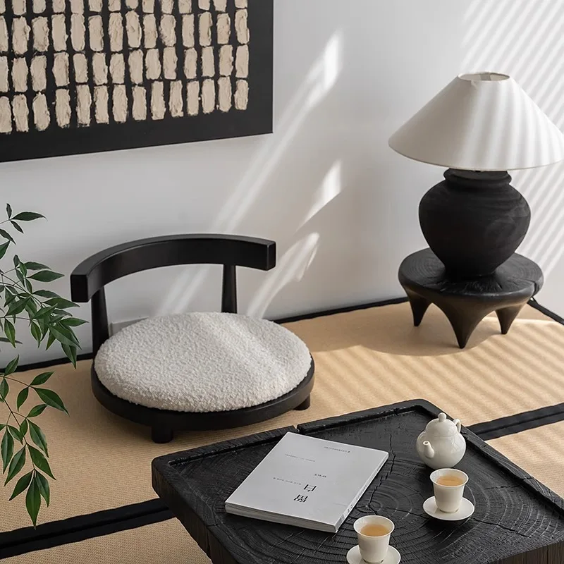 

Japanese-style solid wood bay window tatami seat Chinese-style simple back chair legless stool and room chair small stool