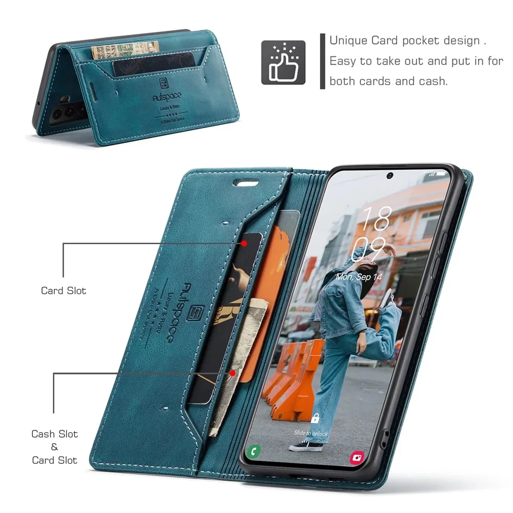 Leather Case For Samsung S20 S21 FE S22 Ultra S10 S9 S8 Plus A53 A33 A13 A52S A42 A32 A22 A12 A71 A51 Wallet Folio Flip Cover