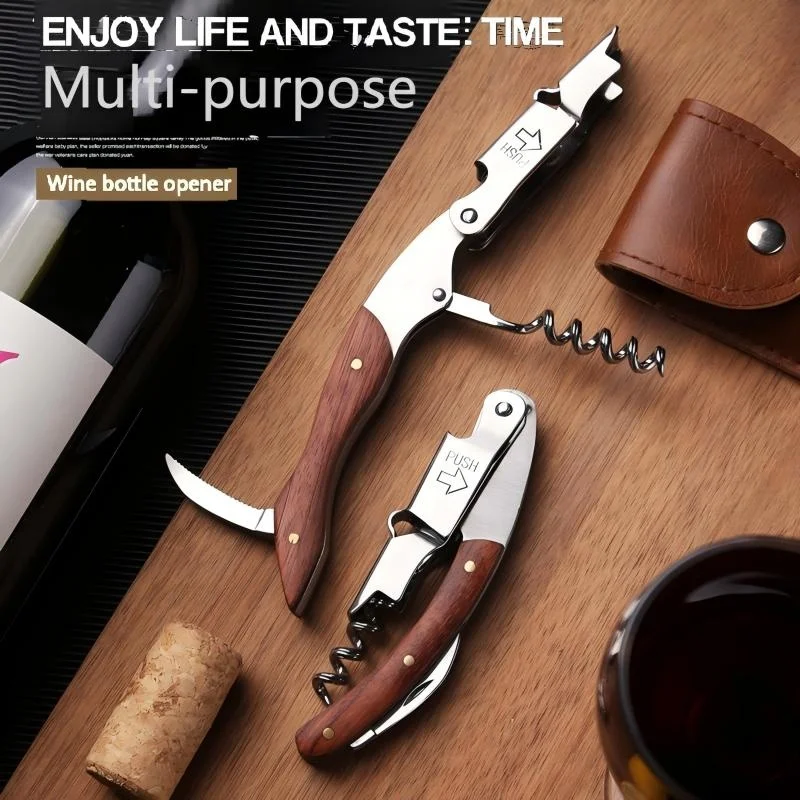 

Pear Wood Handle+420 Stainless Steel Seahorse Knife, Champagne/Wine/Beer Bottle Opener, Portable Multifunctional Bottle Opener