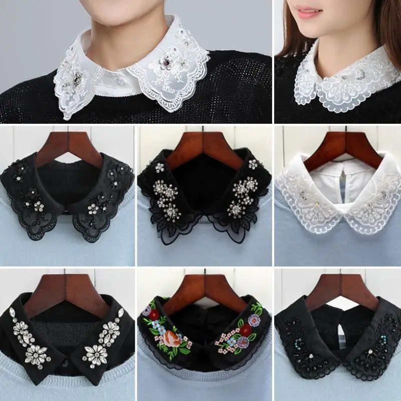 

Business Women Fake Collar Shirt Detachable Collar Female False Collars Necklace Dress Lapel Blouse Top Faux Collar