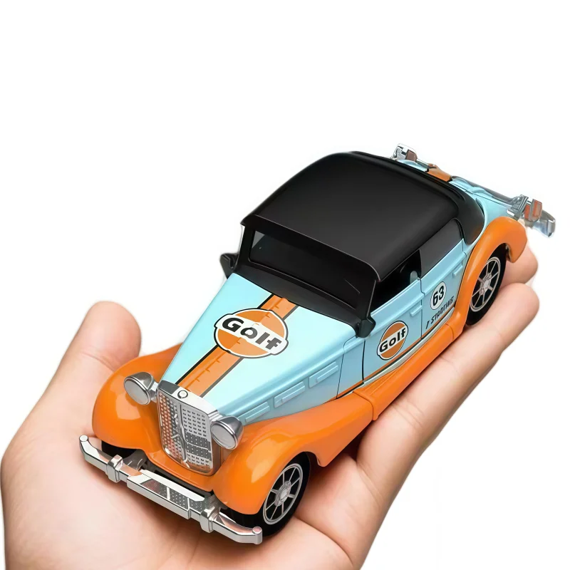 1:36 scale retro classic convertible alloy model car, pull-back vintage convertible with opening doors, perfect for desk display