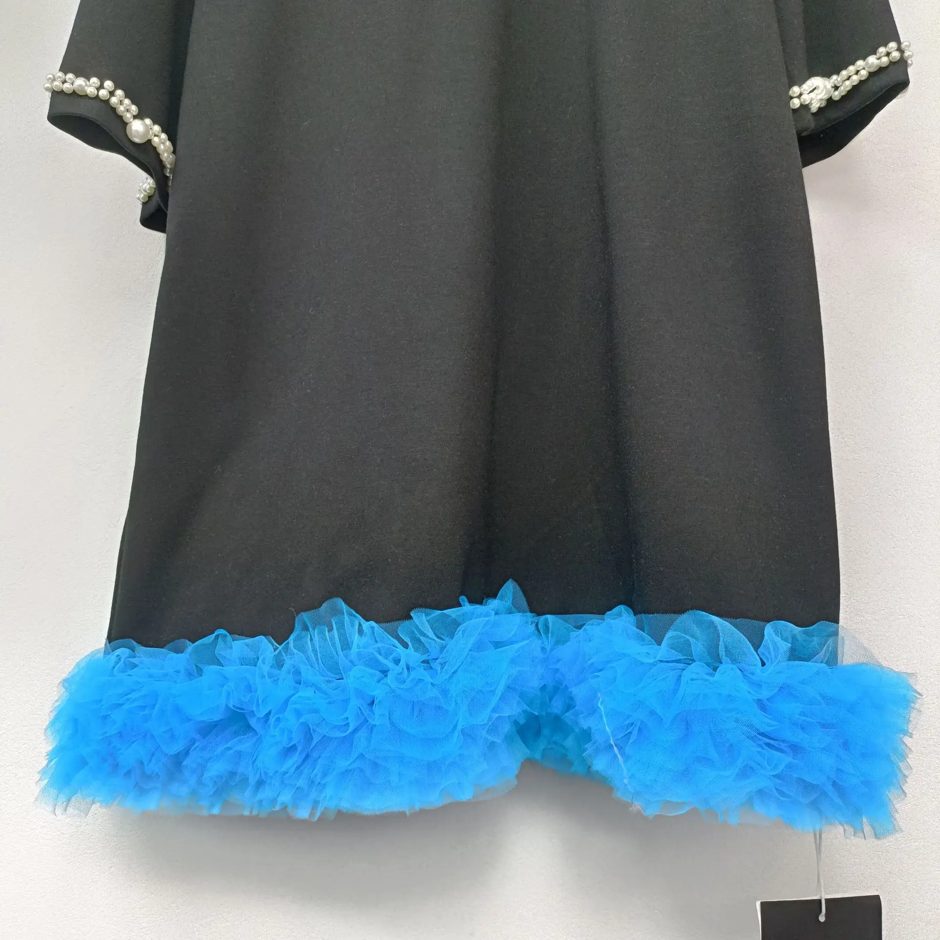 デザインセンス重工業ビーズルーズ半袖Tシャツドレスレディース春夏新作ルーズスイートブラックドレス