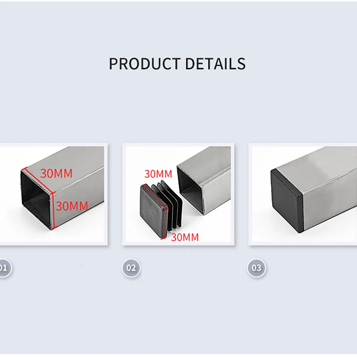 Round /Square Blanking End Cap Caps Tube Pipe Inserts PP Plastic Plugs White / Black 22mm-110mm 15x15mm-100x200mm