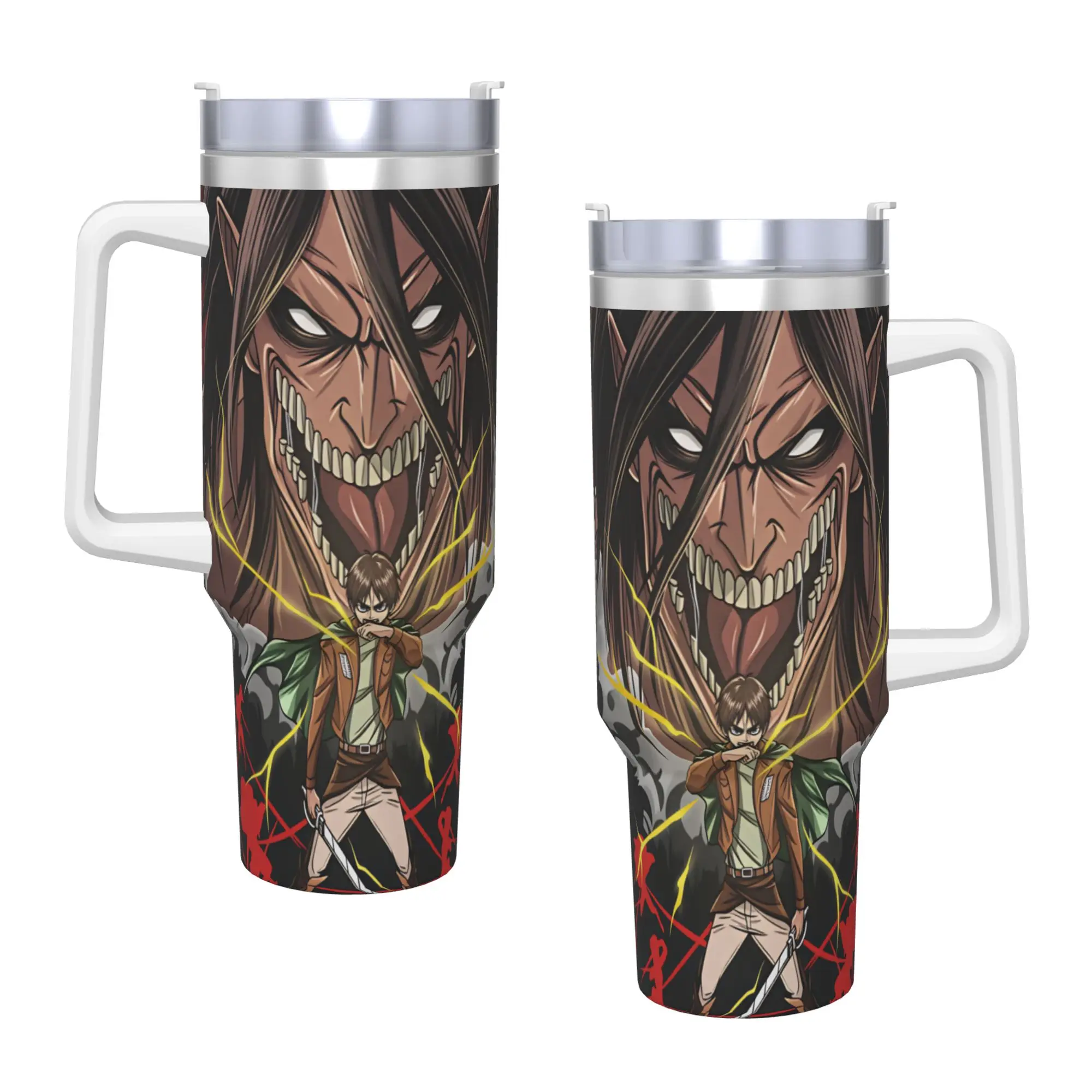 Stainless Steel Tumbler Attack On Titan Mugs Cup With Straws  Travel Hot Drinks Water Bottle Insulated Large Thermal Mug