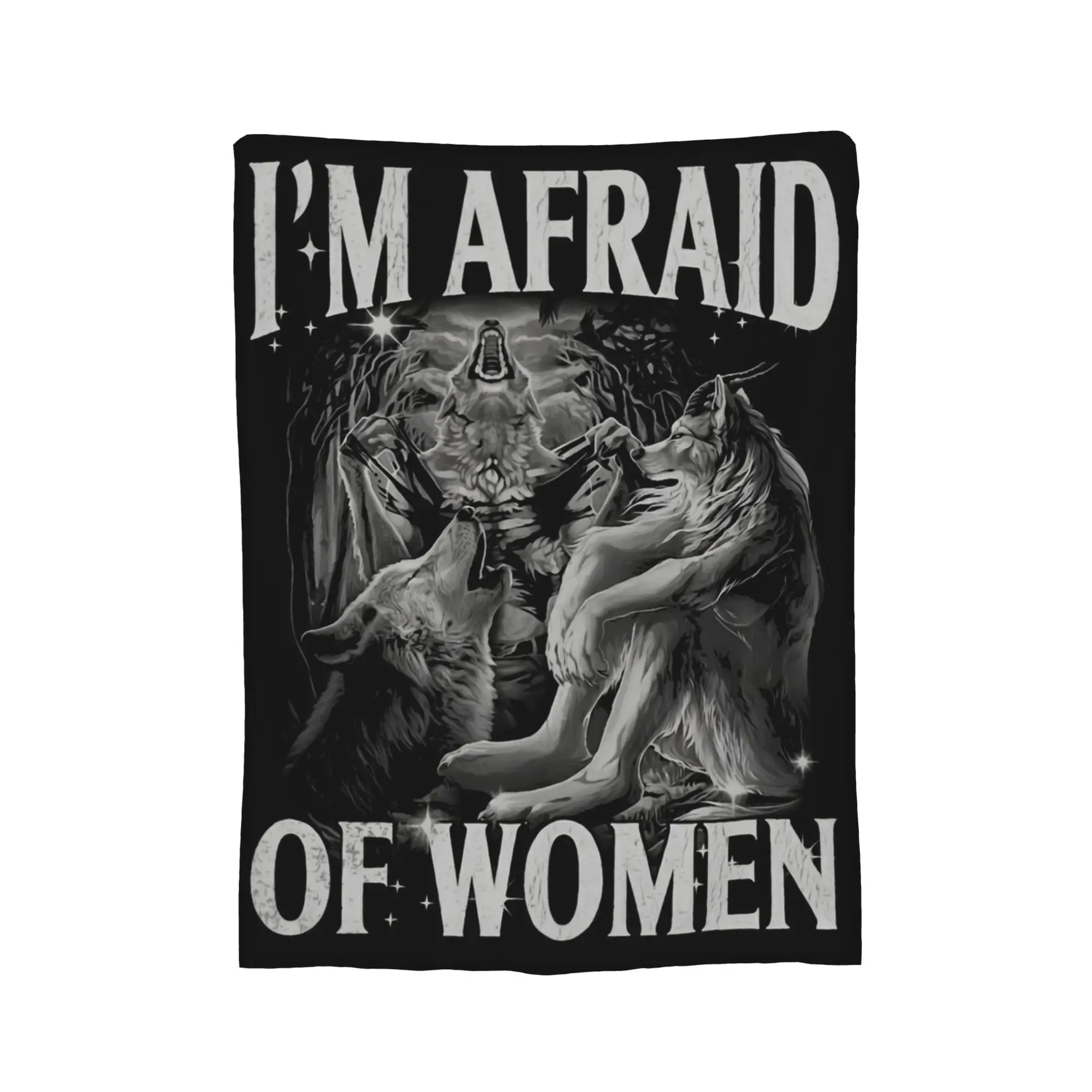I'm Afraid of Women Wolf Meme Blankets Fleece Decoration  Multi-function Ultra-Soft Throw Blanket for Sofa Couch Quilt