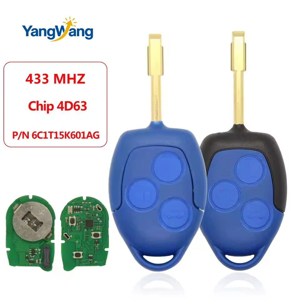 Chave de controle remoto universal para carro, dispositivo para Ford Transit MK7 WM VM 2006-2014 p/n: 6C1T15K601AG 4D63 Chip 433MHz