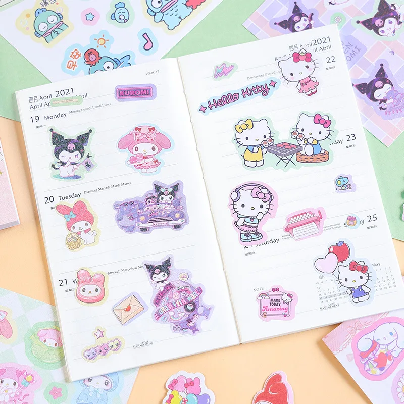 

Мультяшные наклейки Sanrio Melody Kuromi Cinnamoroll, милые наклейки для скрапбукинга, сделай сам, дневник, декоративная наклейка, этикетка для альбома