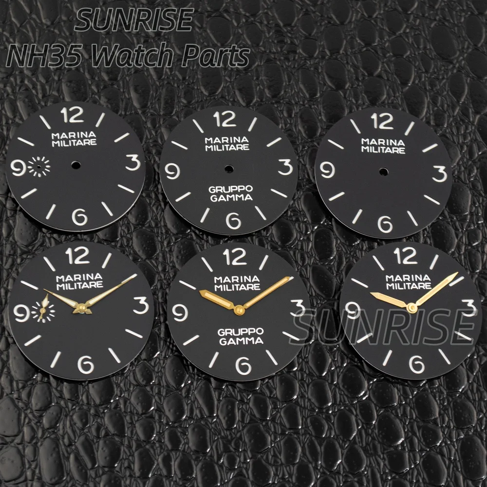 Циферблат и стрелки для часов PAM 39 мм, винтажный стиль, зеленые светящиеся указатели для PAM 6152/6154, ETA 6497/6498, ST3600, ST3620, механический механизм.
