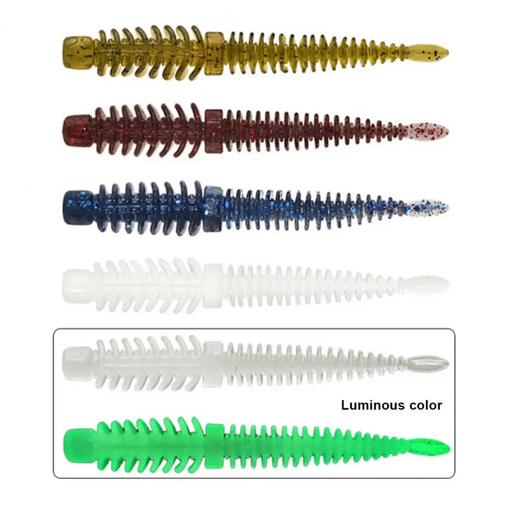 Fishing Lure Set 8pcs 8cm/2g Soft Worm Lure Topwater Reverse Thread Elastic Worm Bionic Artificial Bait for Freshwater Fishing