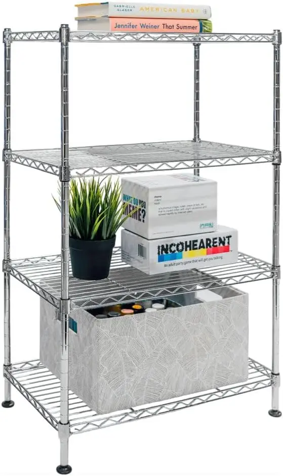 

12" d x 20" w x 32" h 4-Tier Chrome Wire Shelving, Standard Duty, Weight Capacity 88 lbs Per Shelf