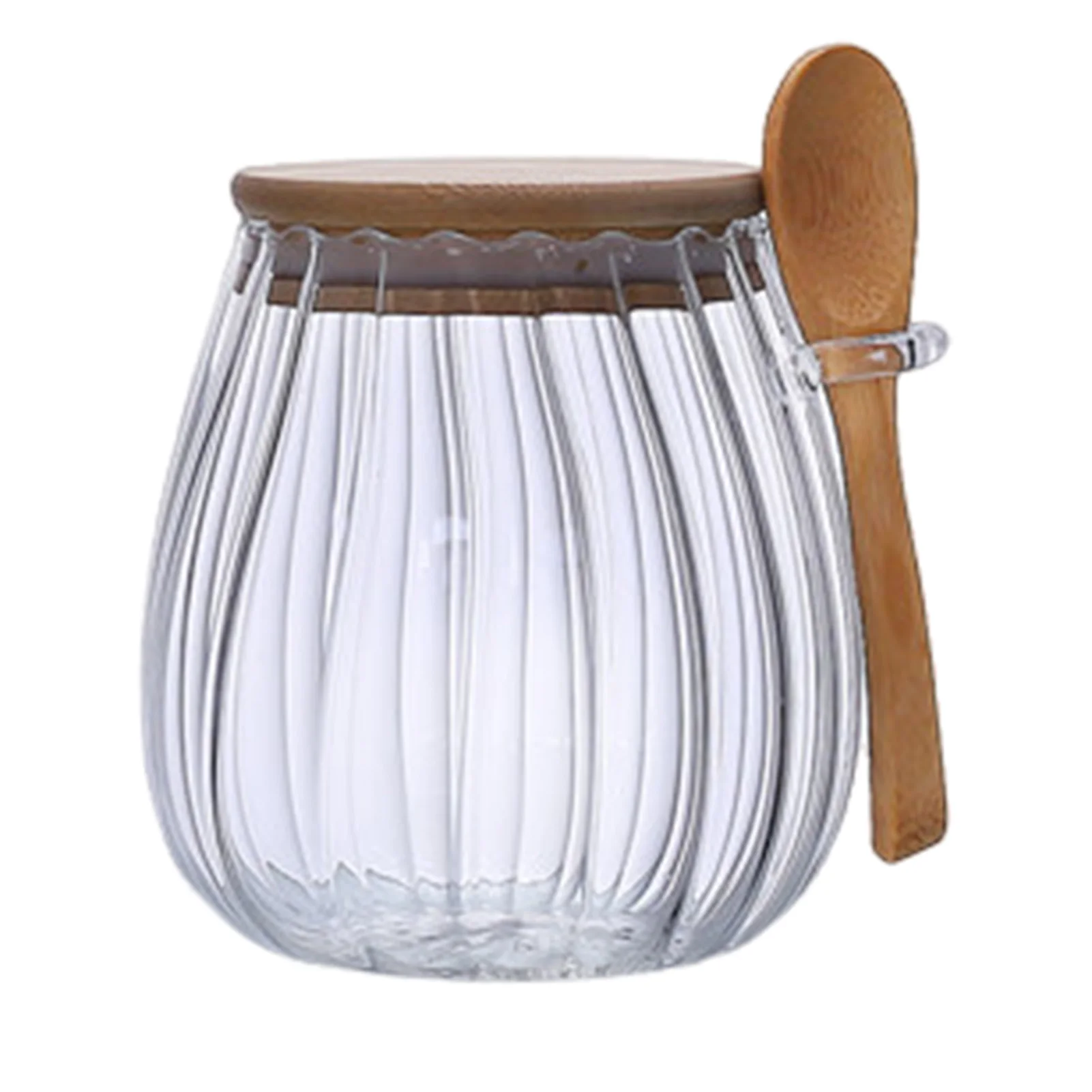 Sugar Container with Spoon Glass-Sealed Storage Jar with Spoon for Coffee Bean Spice Creamer view 6