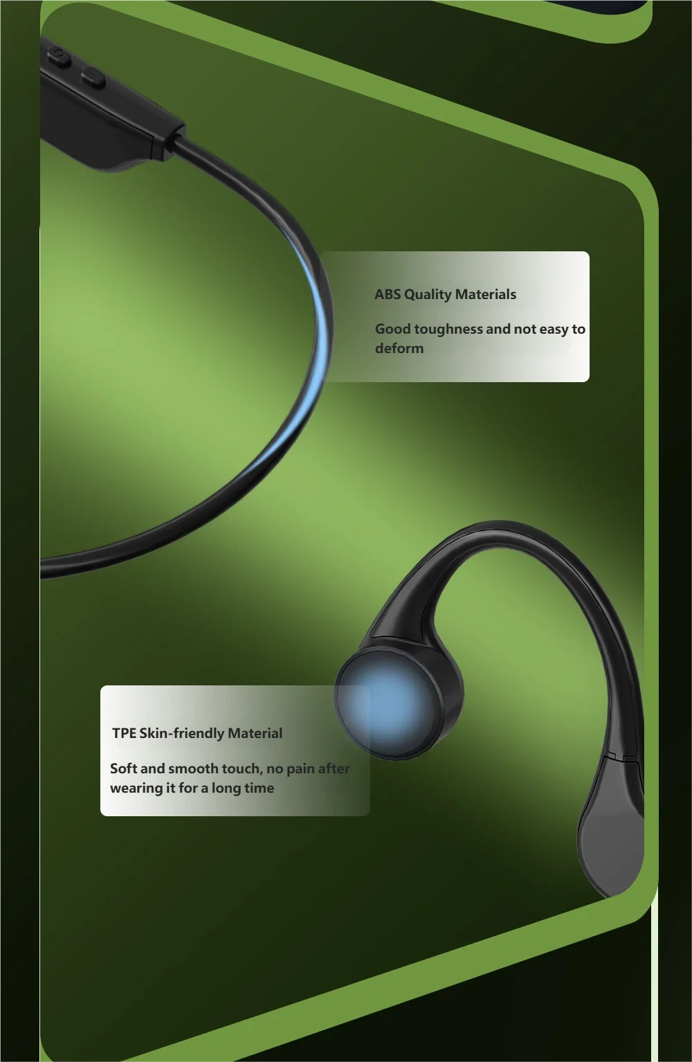 Original Acer OHR709 Knochenleitungs-Kopfhörer Bluetooth 5.4 Kabelloses Headset Wasserdichte Ohrbügel-Sportkopfhörer mit Mikrofon – Detail 5