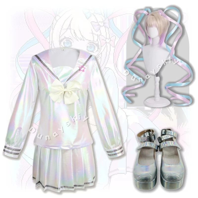 

Костюм для косплея KAngel: полный комплект с париком, обувью, лазерным принтом, в стиле JK Sailor Suit, по мотивам игры NEEDY GIRL OVERDOSE, школьная форма, Лолита, красивый образ