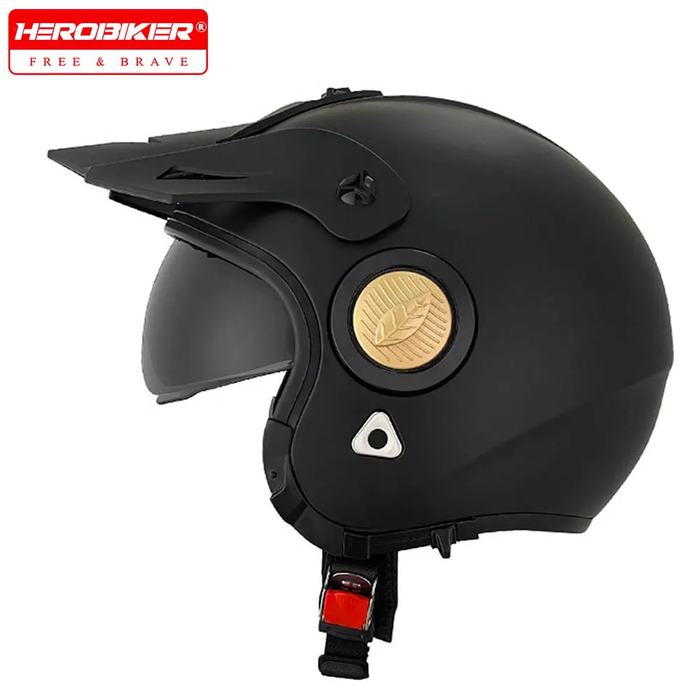 خوذة دراجة نارية للرجال والنساء، خوذة نصف خوذة دراجة نارية كلاسيكية، قبعة صلبة للفصول الأربعة العالمية