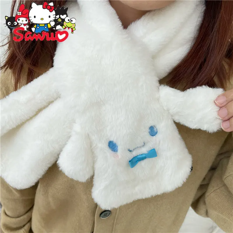 Sanrio Cinnamoroll Cute Plush Big-eared Dog Gloves Winter Cycling Cold Thick Student Warm Glovesh Warm Gloves Gifts for Girls