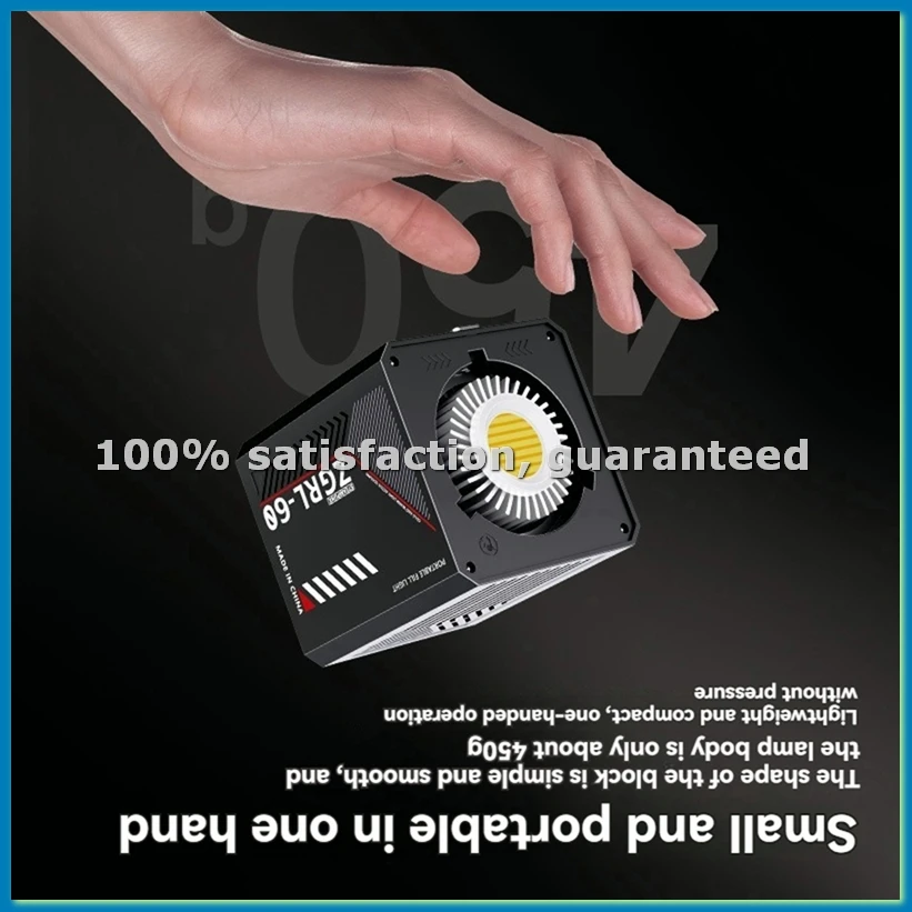 60W LED Handheld Video Light Bi-Color 2800K-6500K COB High Power Fill Light Portable Live Broadcast Fill Light EU Plug-AT35