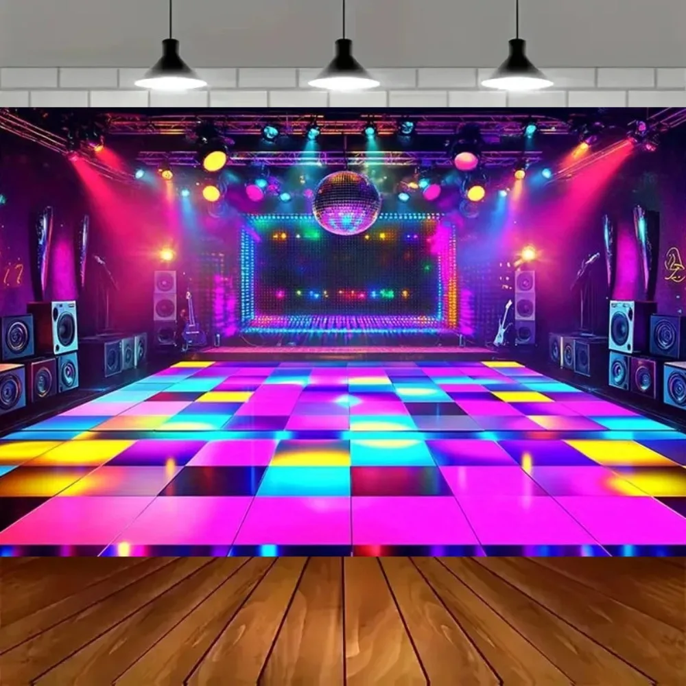 Disco Colored Lighting Stage Theme Party Background Cloth, Adult Gathering Party, Home Decoration Photography Studio Background