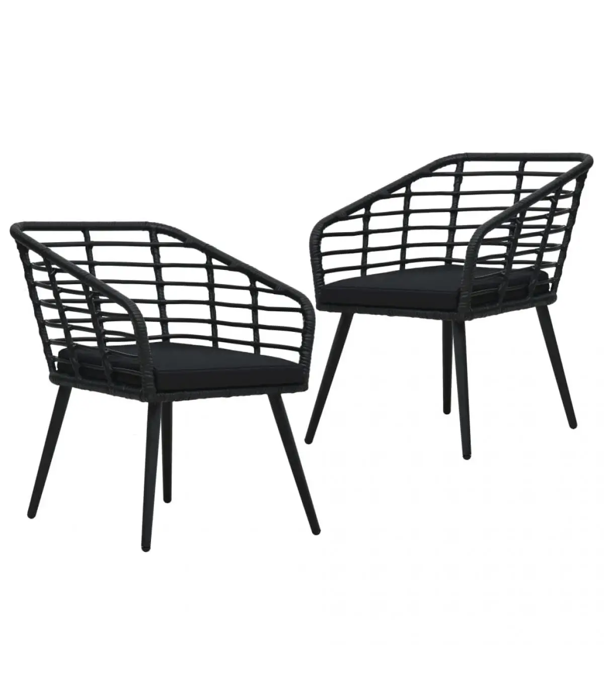 Garden chairs garden chairs 2 units with black synthetic rattan cushions