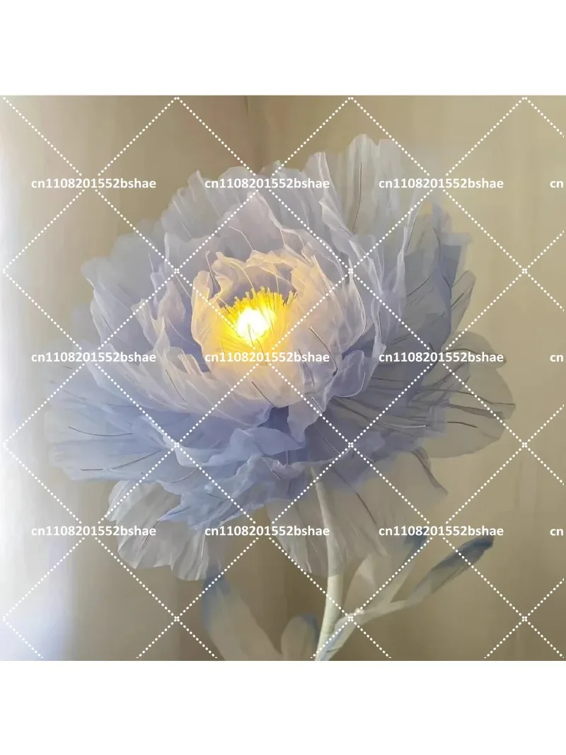 Large Automatic Open Close Electric Silk Peony Flower Floor Lamp Dynamic Simulation Decorative