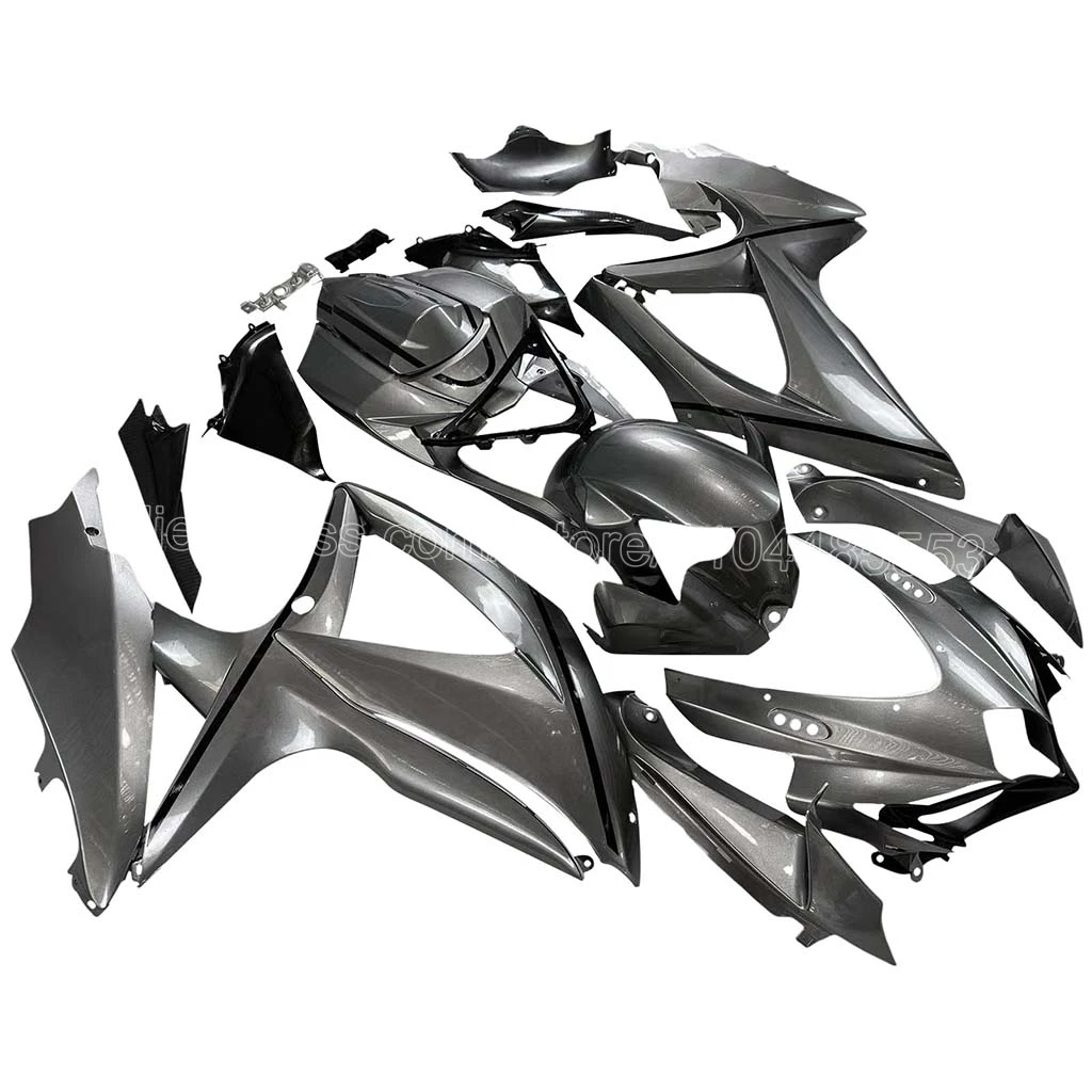Full Set Gloss Metallic Gunmetal Painted Body Panel Fairings For GSXR600 GSXR750 2008–2010 K8 Street Track Conversion Kit