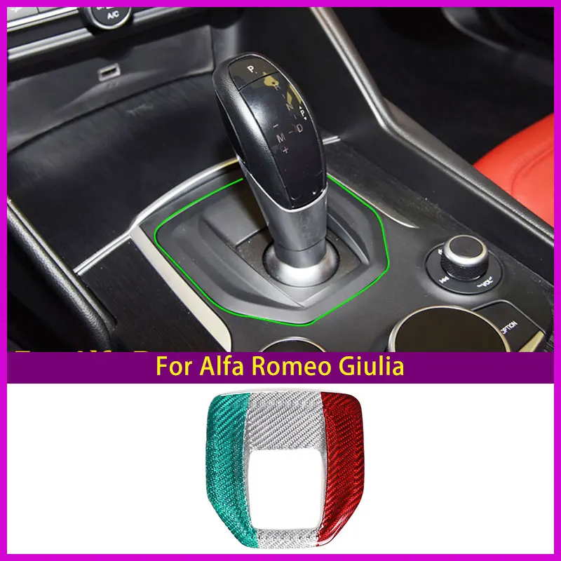 For Alfa Romeo Giulia 2017-2020 Real Carbon Fiber Gear Shift Panel Cover Steering Wheel Sticker Interior Trim Car Accessories