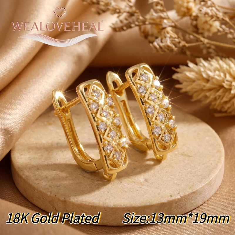 schmuckherstellung zubehör，Luxuriöse geometrische Pavé-CZ-Ohrringhaken, 18K vergoldete Messing-Kristall-Ohrringkomponenten für DIY-Schmuckherstellung – Detail 18