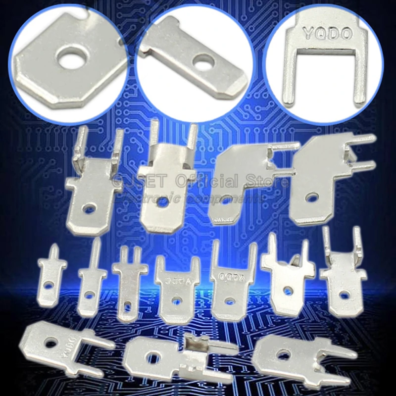 100 Uds 2,8mm 4,8mm 6,3 MM conector Terminal PCB inserto de soldadura PCB soldadura terminal inserción palanca enchufe bloque de terminales 0,8mm 2P