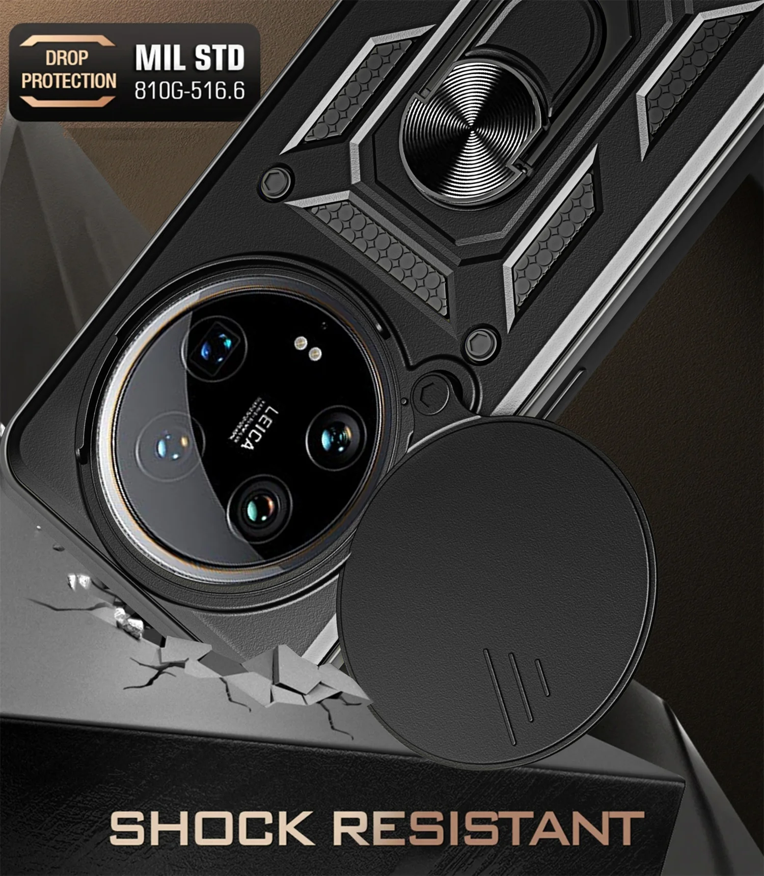 Shockproof Case For Xiaomi14 UItra Camera Protection Phone xiaomi14 UITRA Slide Lens Protect Cover Magnetic Car Holder