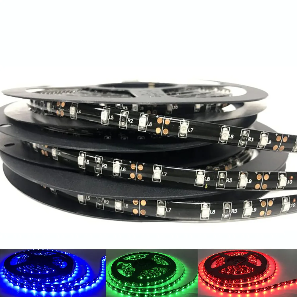 5m 12V Ultrafioletowa taśma LED UV IP20 IP65 Wodoodporna 395nm 60 /120 diod LED / m 2835 SMD Taśma LED Biała Czarna PCB Fluorescencja