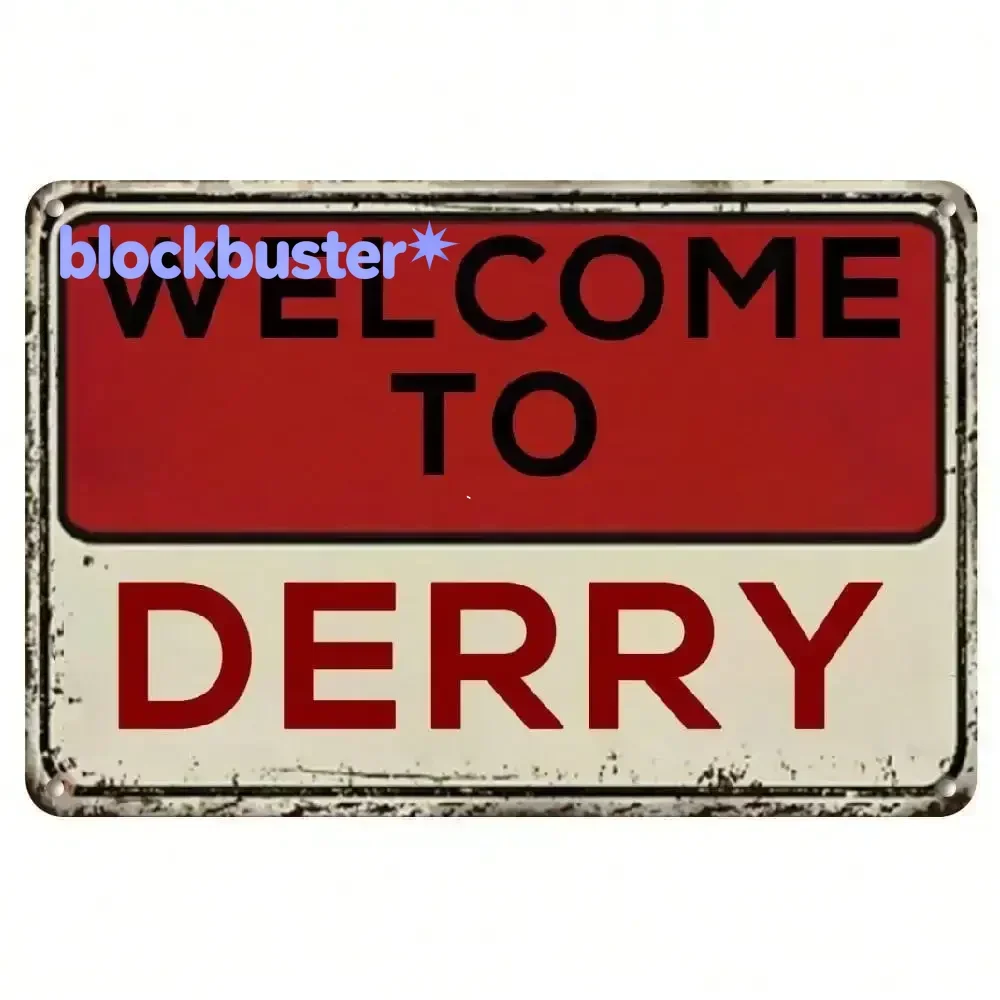 Letrero de bienvenida de metal Derry, decoración de pared de Stephen King IT, decoración vintage de hierro resistente para el