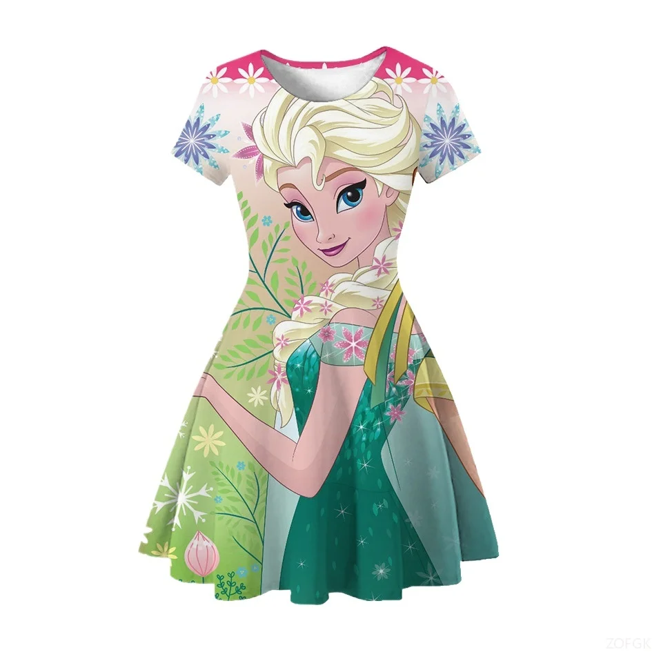 エルサ プリンセス サマー ミディアムロング ガールズドレス 漫画ドレス スイート ミディアムロング
