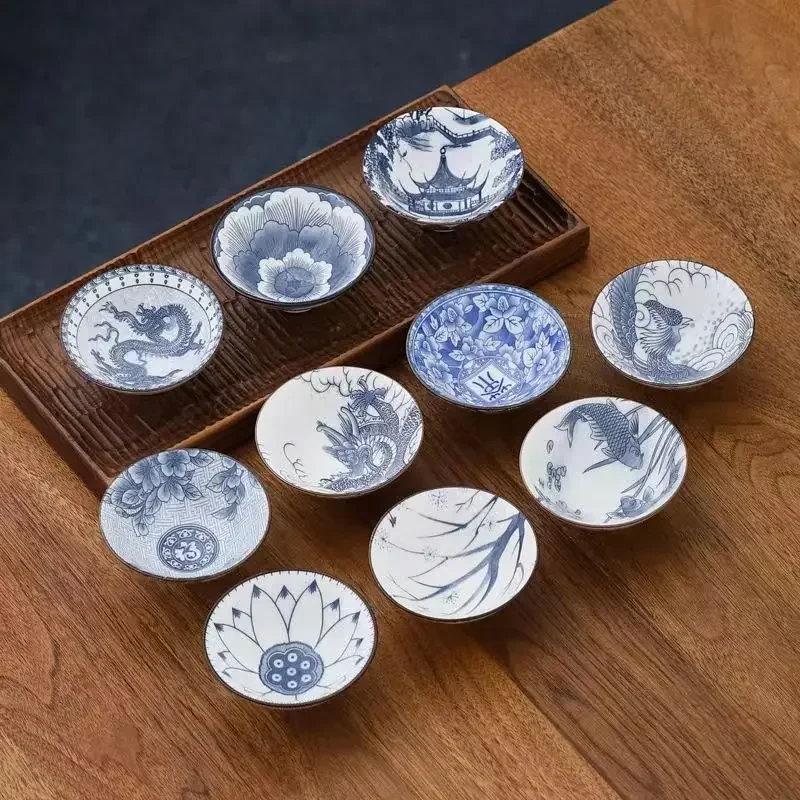 الأزرق والأبيض كوب شاي بورسلين اليدوية التنين فينيكس الأسماك جناح الصينية فنجان الكونغفو حفل الشاي أكواب ماستر