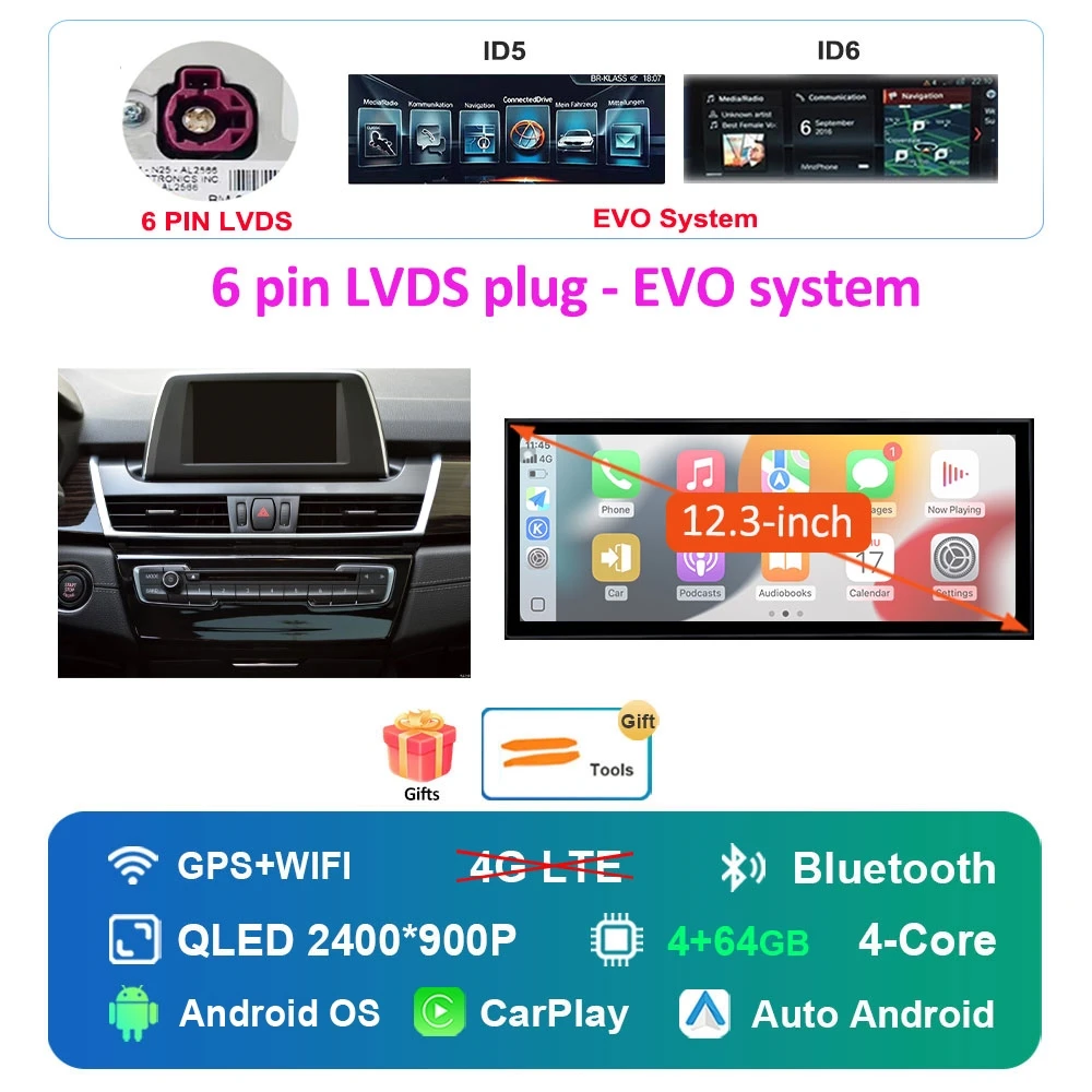 Autoradio Android 16 Multimedia Speler 4G voor BMW 2 Serie F45 F46 2014 - 2018 NBT EVO Systeem Ultradunne ScreenGPS Navigatie