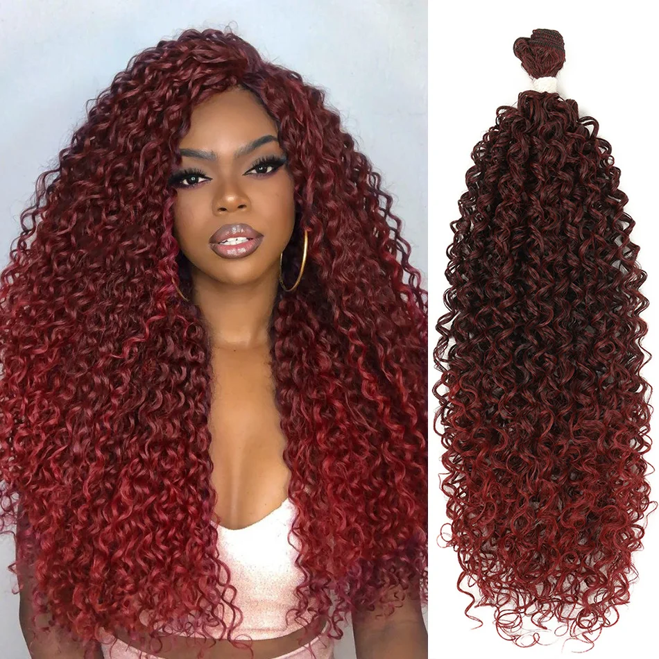 

Синтетические вьющиеся пучки волос 32-36 дюймов, длинные волосы для наращивания, свободные волны, пушистые волосы, омбре, бордовые пучки волос, волосы высокого качества