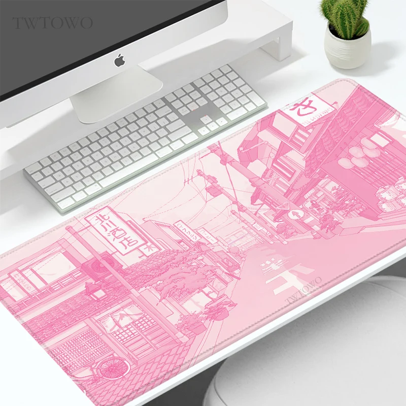 Mouse Pad Gamer Anime Pink Japanese Street XL HD New Computer Mousepad XXL Office Soft Computer Desktop Mouse Pad