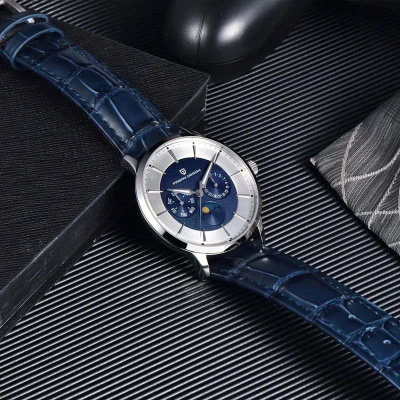 PAGANI DESIGN PD-1795 40MM Moonphase Multifunctional Men Quartz Wristwatch, Sapphire Crystal 100M Waterproof