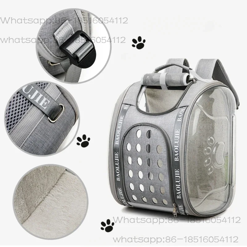 Breathable Cat Carrier Bag Large Capacity Cat Dogs Carrying Backpack Portable Transparent Carrying Shoulder Bag Pet Supplies