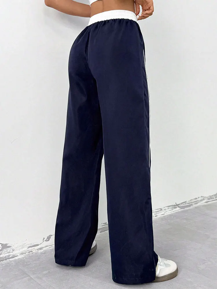 بنطلون نسائي جديد للخريف بتصميم عصري مع خطوط لامعة للزينة، ملابس كاجوال أنيقة ومتعددة الاستخدامات للسيدات