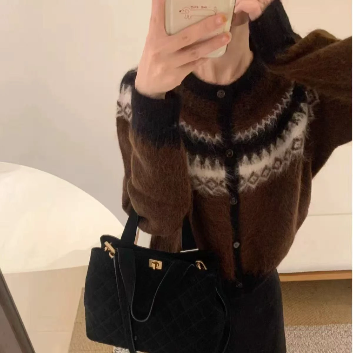 

Свитер на пуговицах Fair Isle, кардиган, мягкий вязаный свитер, куртка с геометрическим принтом, уютный трикотаж, осенне-зимний винтажный наряд для девочек-подростков