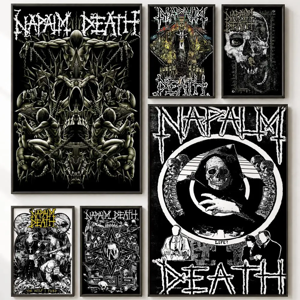 Cool Entertainment N-Napalm DeathS Poster Vintage Retro Anime Poster Stickers Peel and Stick Wall Art Home Decor